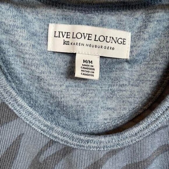 Live Love Lounge Zebra Print Karen Neuburger Tank Top Shirt Size Medium Blue - Picture 3 of 8